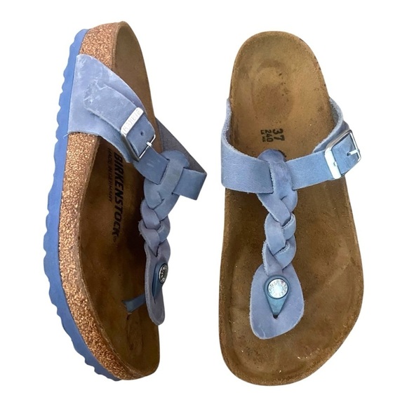 Birkenstock Shoes - Birkenstock Gizeh Braided Oiled Leather Dusty Blue Sz 37 Regular